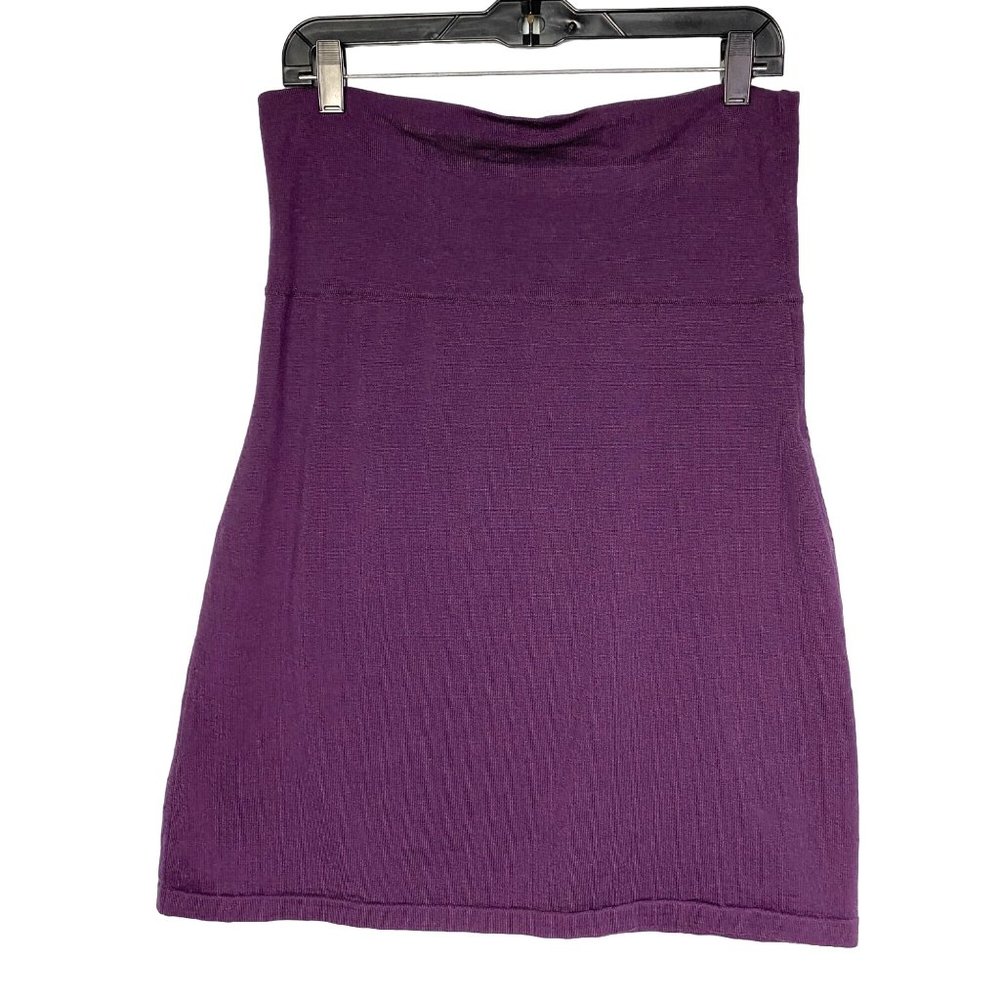 Athleta knee length sweater skirt adjustable waist purple burgundy wool medium